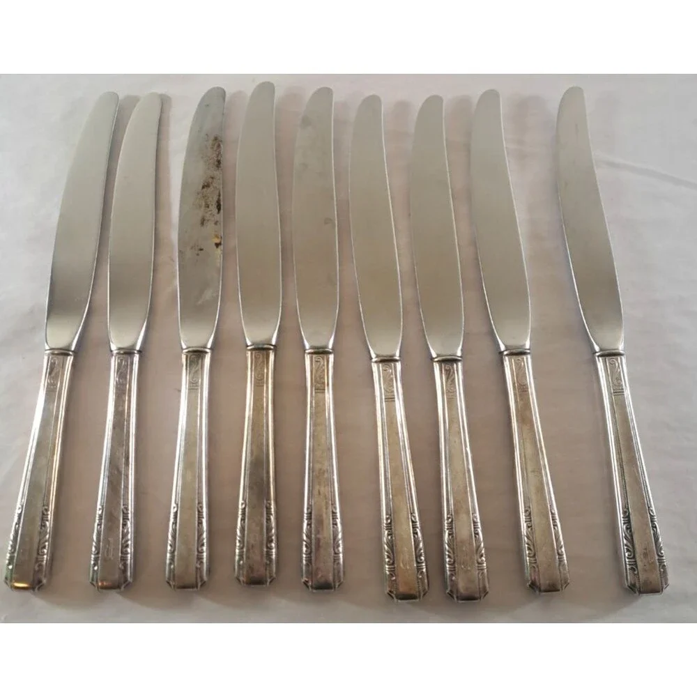 Wallace Personality Silverplate Flatware Monogrammed 43pc Art Deco 1938